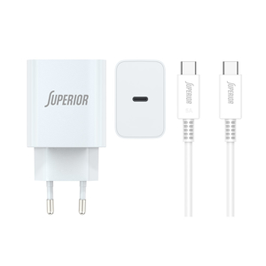 Slika od Kucni punjac Superior SU-4500 45W Type C na Type C 5A beli